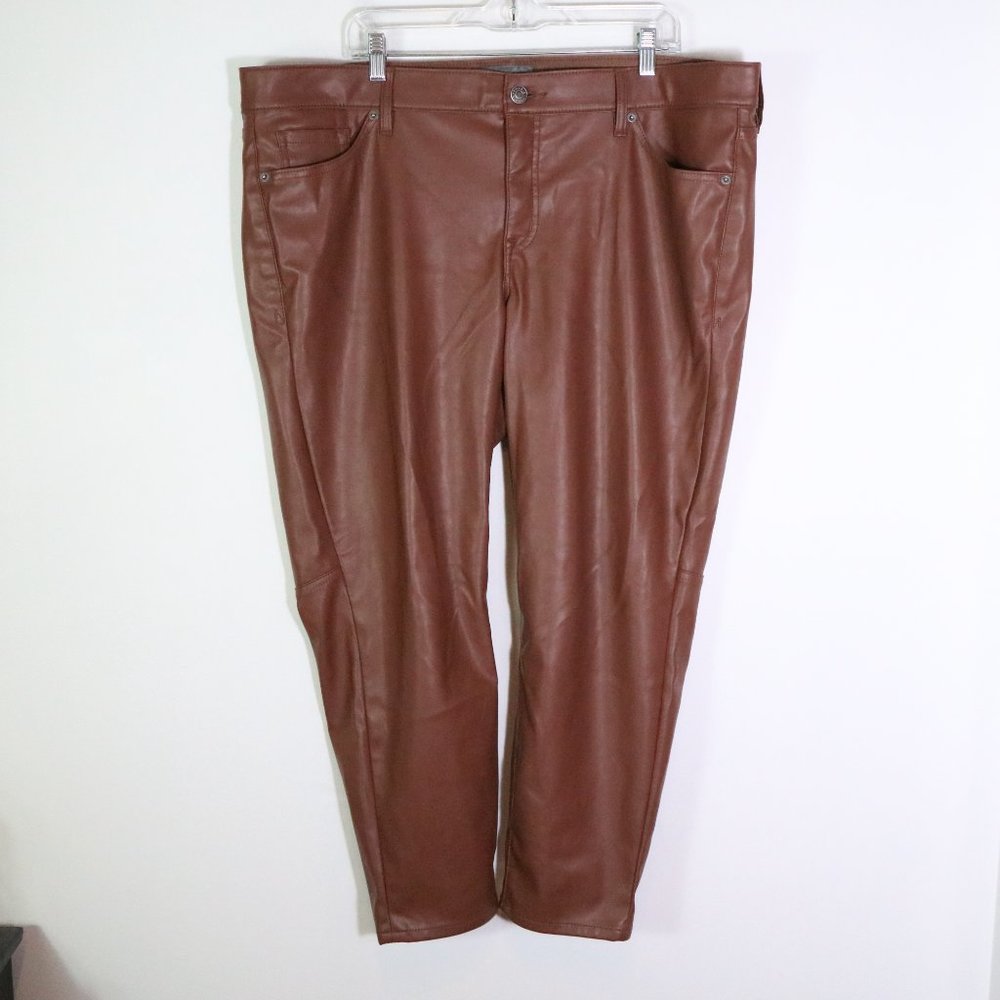 Torrid Perfect Skinny‎ Leg Faux Leather Pants Brown Tan Size 20 Regular